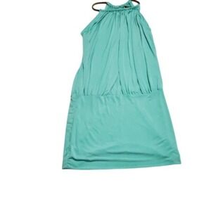 Flamingo Womens Shift Dress Teal Green Keyhole Halter Neck M